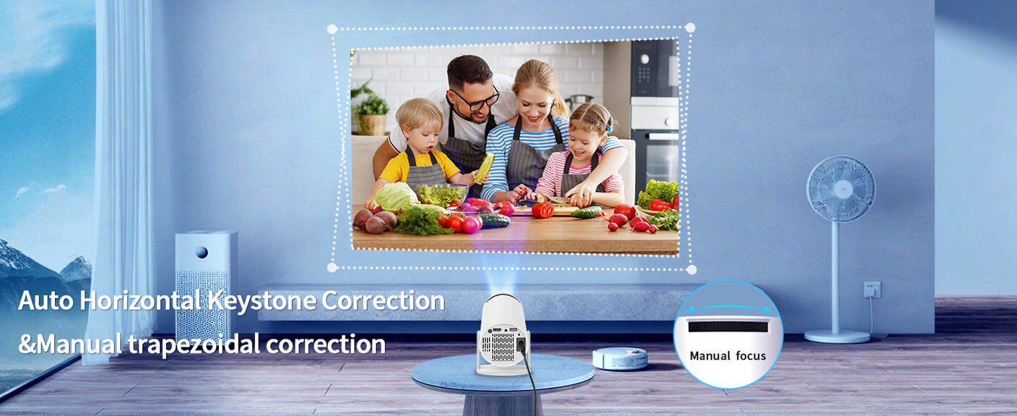 Mini projector portable,ceiling projector for bedroom, 4K Support Smart Portable Projector Auto Keystone , Voice Control, 180 Degree Rotation, Mini Projector with WiFi and Bluetooth