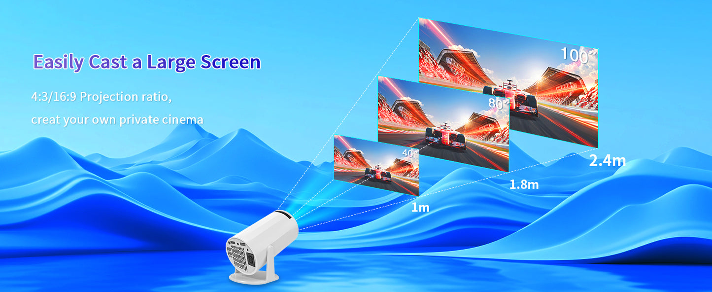 Mini projector portable,ceiling projector for bedroom, 4K Support Smart Portable Projector Auto Keystone , Voice Control, 180 Degree Rotation, Mini Projector with WiFi and Bluetooth