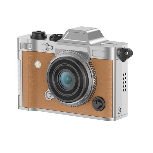 [LERMAYAL] Mini Keychain Digital Camera, 2K Retro Tiny Camera with 1.47" IPS Screen & 20MP Photos, Leather & Zinc Alloy Vintage Digicam for Travel, Vlog, Bag Charm, OTG Support for Android (Brown)