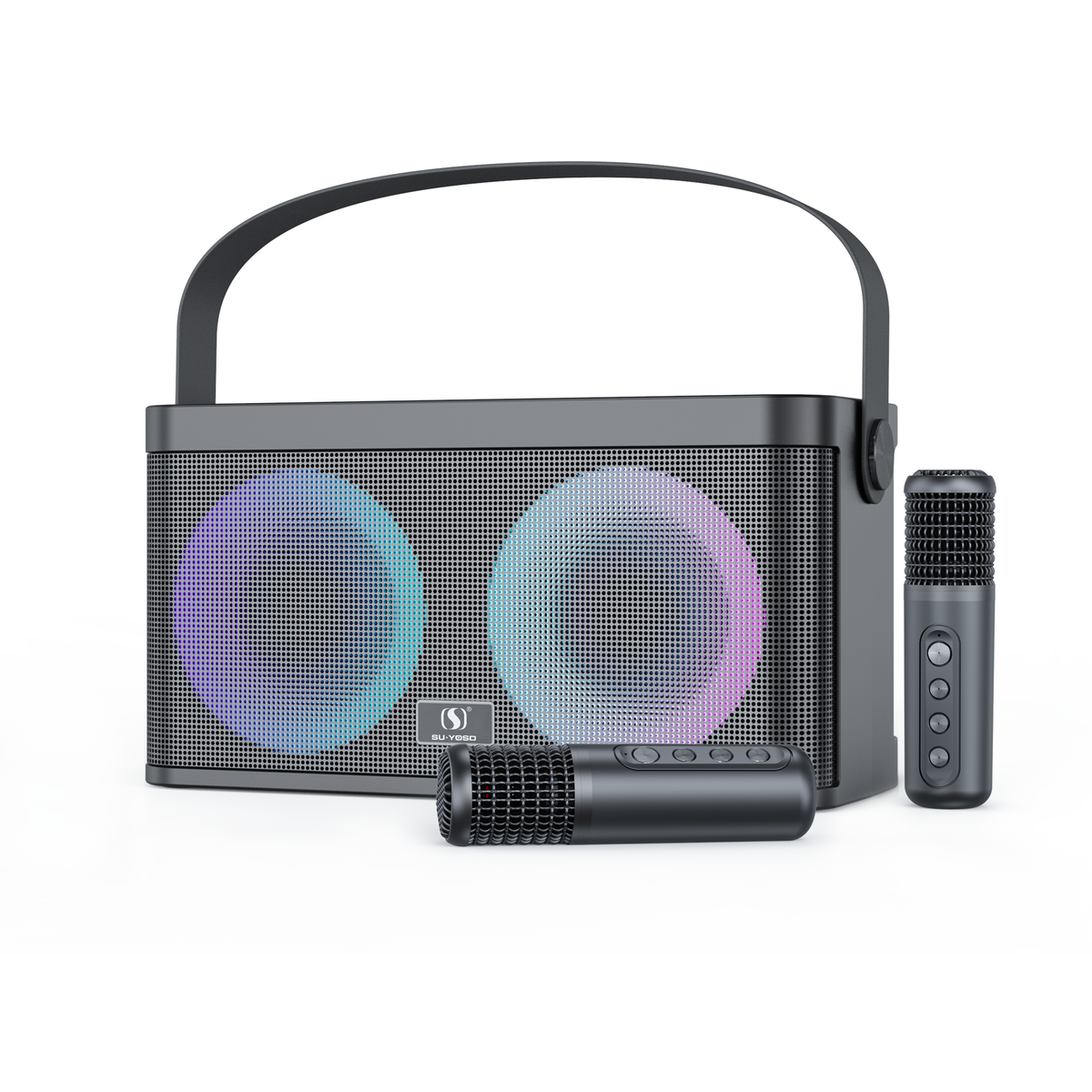 Karaoke Machine with 2 Wireless Mics, Bluetooth Party Speaker for Adults