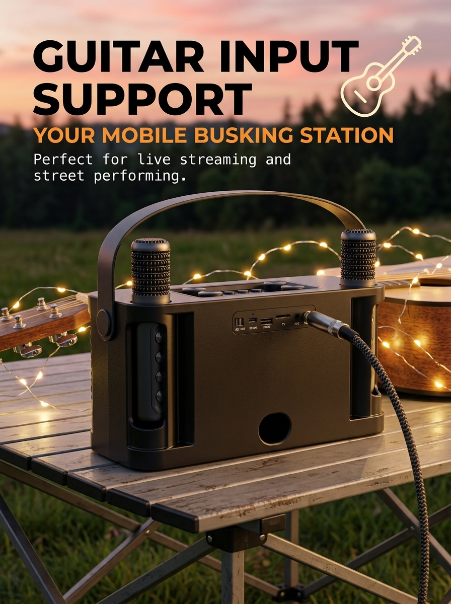 Karaoke Machine with 2 Wireless Mics, Bluetooth Party Speaker for Adults